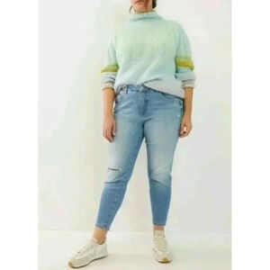 Anthropologie Pilcro High-Rise Distressed Skinny Jeans Size 26W Blue